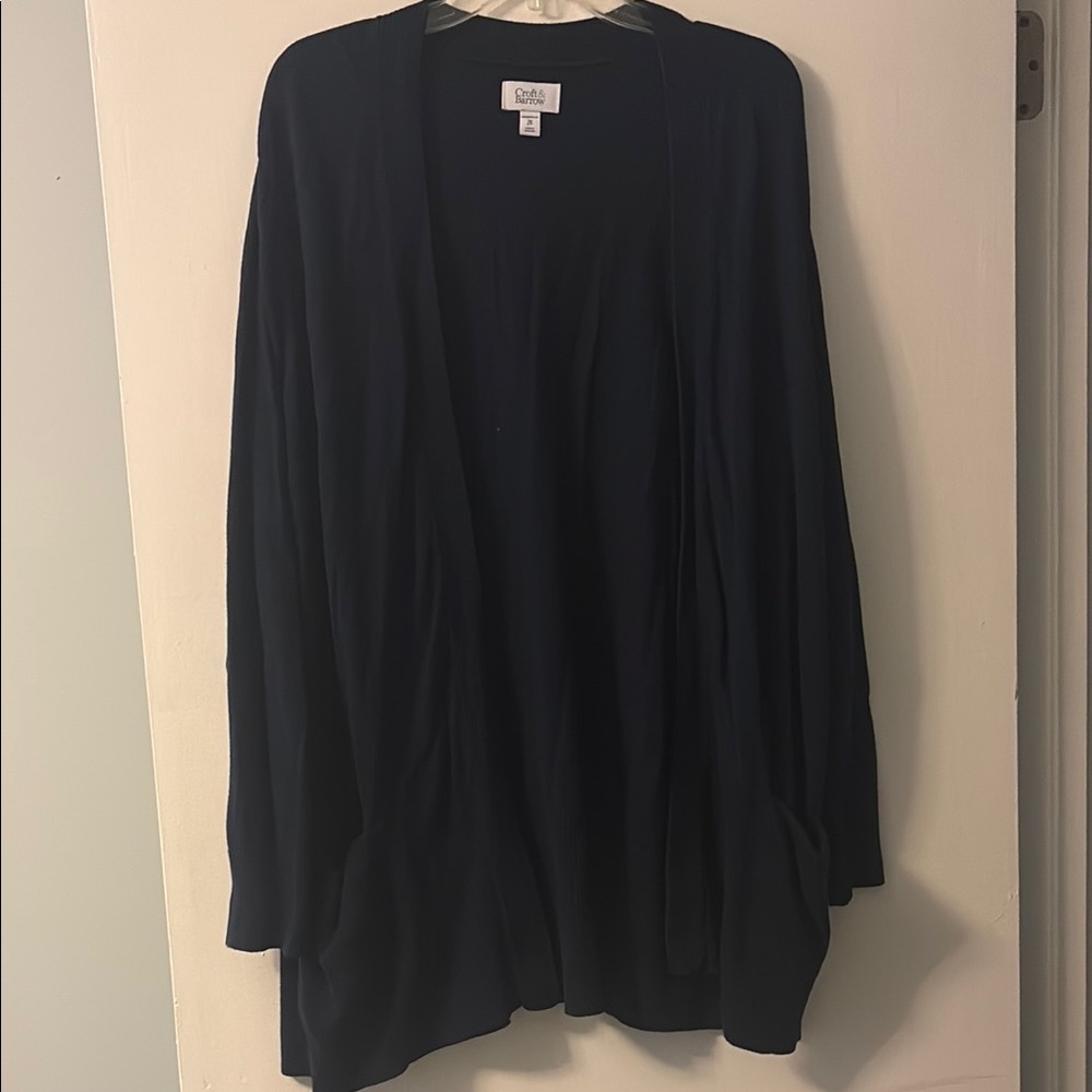 Open Front Navy Blue Cardigan Sweater